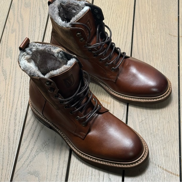 New! Bruno Magli Cerone Leather Suede Faux Fur Lined Size 7 1/2 M DD314A MB1C - Picture 4 of 10